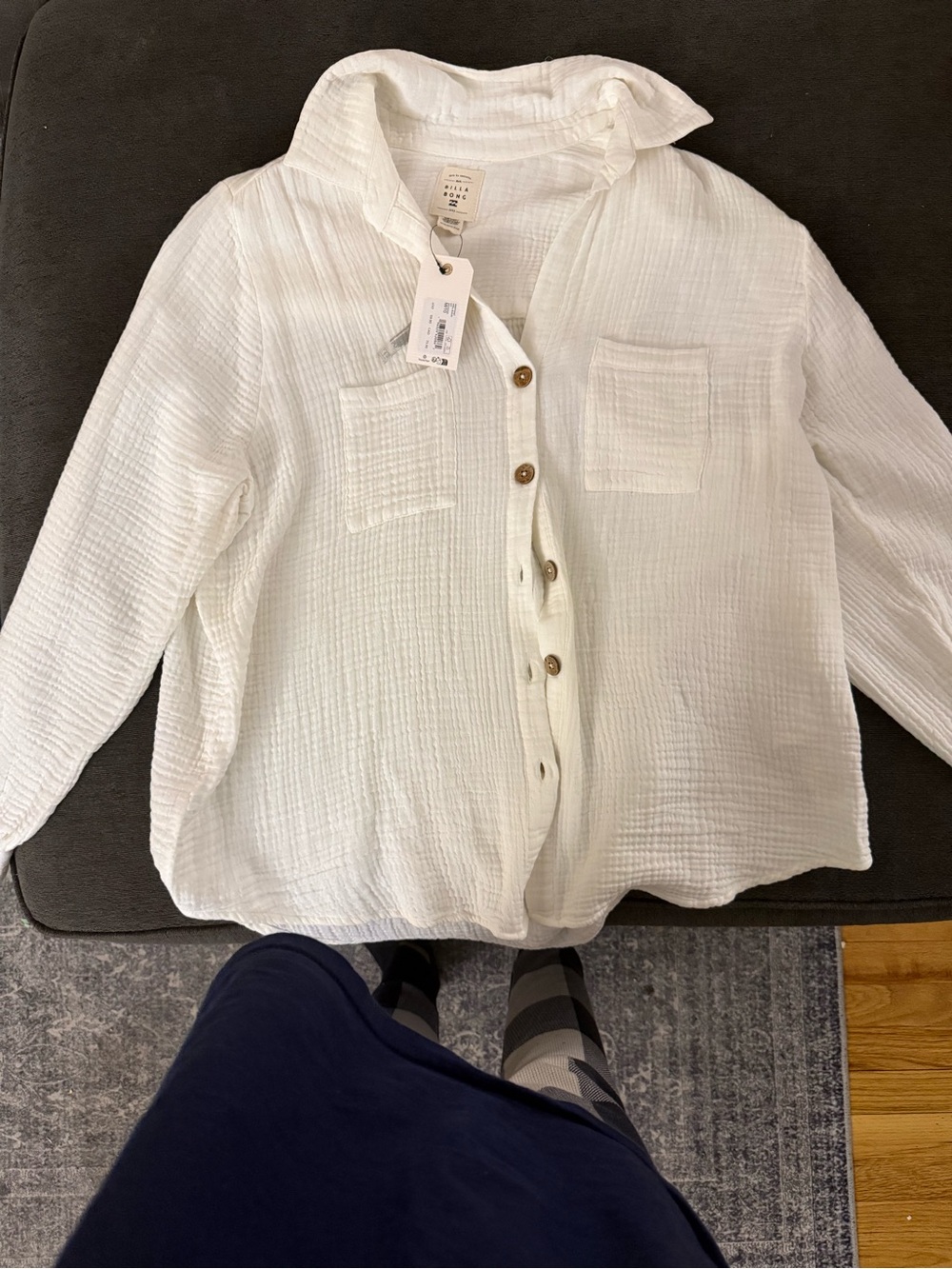 Billabong Women’s White Textured Button-Front Shirt